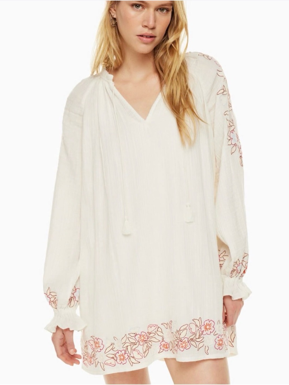 Aritzia Thalia cotton gauze boho mini dress